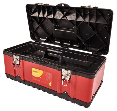 Amtech N0150 23-Inch Toolbox with Heavy-Duty Steel Lid and Metal Latch ...