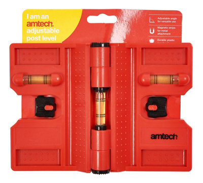 Amtech P4875 Adjustable Post Level, Magnetic and Durable with 3 Spirit ...