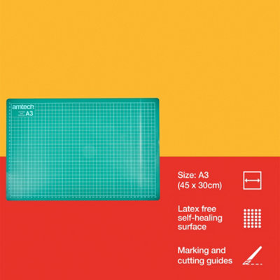 Amtech S0530 A3 Cutting Mat, Craft Cutting Board Non-Slip Surface For Fabric, Craft, Paper ,Clear