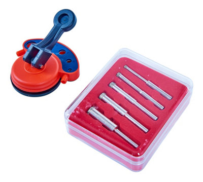 Amtech S4405 Diamond tile core drill kit and vacuum base drill guide