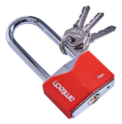 Amtech T0708 50mm Long shackle rhombic chrome plated iron padlock