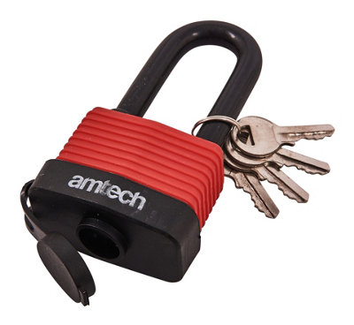 Amtech T0765 50mm Long Shackle Weatherproof Padlock, Outdoor Padlock ...