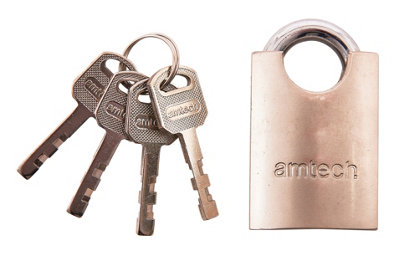 Amtech T1610 40mm Steel Padlock with Keys, 7mm Hardened Steel Shackle ...
