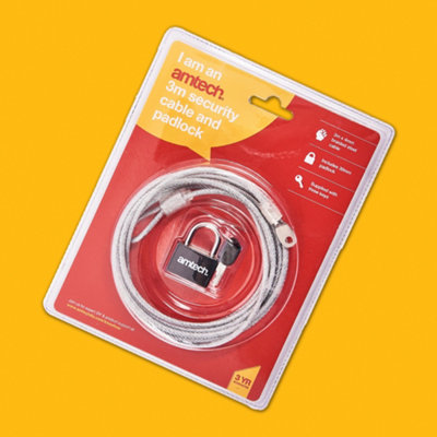 Amtech T1695 300cm (120") x 4mm security cable with padlock