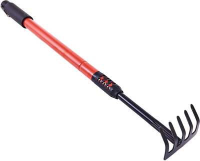 AMTECH TELESCOPIC HAND RAKE EXTENDABLE GARDEN GRASS LEAF 90CM 36
