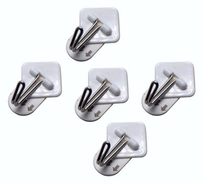 Amtech W8305 5 Piece small, removable self-adhesive metal hook set (3.4cm x 3.4cm)