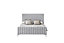 Amy Light Grey Velvet Double 4FT 6 Lined Designed Headboard & Footboard Bed Frame With Silver Legs