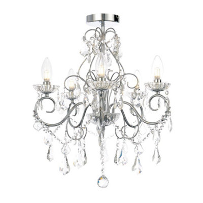 Amy Traditional Five Light Crystal Chandelier Ceiling Light - IP44 Rated