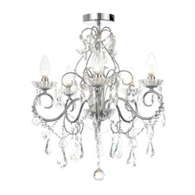 Amy Traditional Five Light Crystal Chandelier Ceiling Light - IP44 Rated