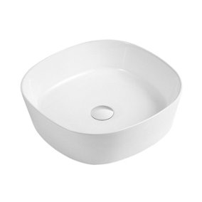 Anabeth Gloss White Ceramic Rounded Counter Top Basin (W)440mm