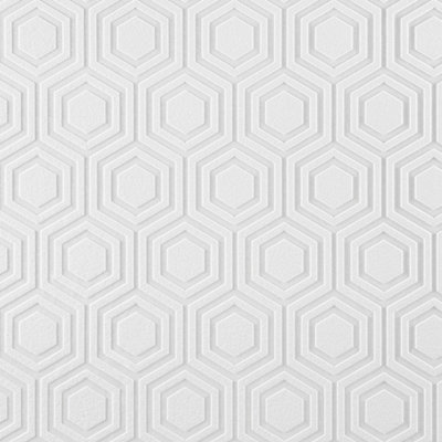 Anaglypta Luxury Vinyl White Geometric Bee Hive- Paintable Beehive Wallpaper RD5671