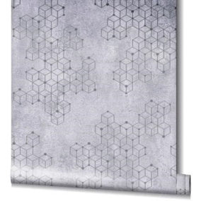 Anaglypta Vinyl Hexis Geometric Wallpaper RD8306