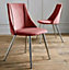 ANAIS Set of Two Pink upholstered Velvet Dining Chairs with Tapered Chrome Legs