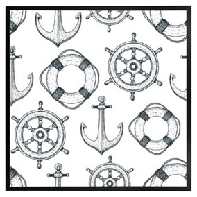 Anchor & wheel (Picutre Frame) / 24x24" / Oak