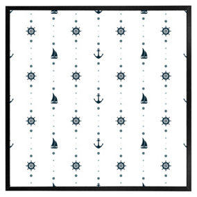 Anchor, wheel, sailboat (Picutre Frame) / 30x30" / Oak
