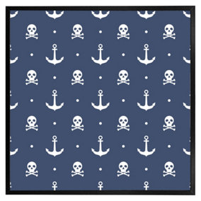 Anchor with skull & bones (Picutre Frame) / 24x24" / Brown