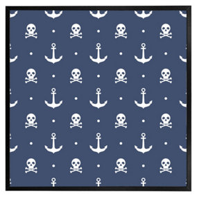 Anchor with skull & bones (Picutre Frame) / 24x24" / Oak