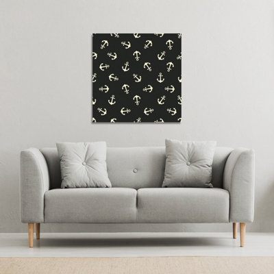 Anchors on Black Background (Canvas Print) / 127 x 127 x 4cm