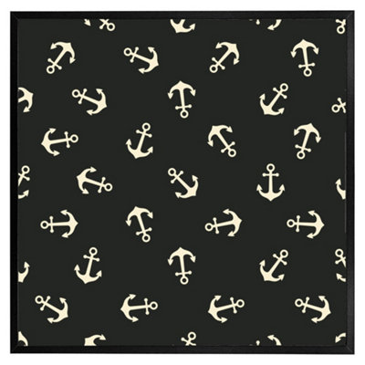 Anchors on black background (Picutre Frame) / 30x30" / Grey