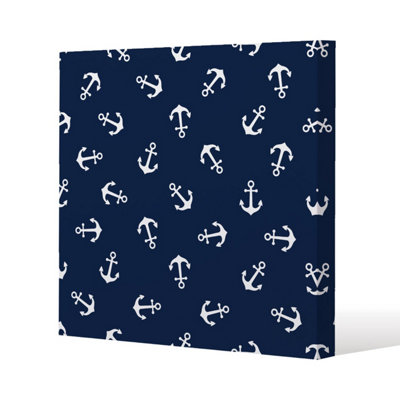 Anchors on Navy Background (Canvas Print) / 101 x 101 x 4cm Price Comparisons | Compare The Build