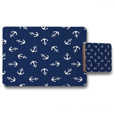 Anchors on Navy Background (Placemat & Coaster Set) / Default Title ...