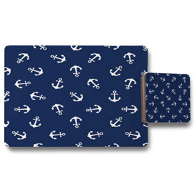 Anchors on Navy Background (Placemat & Coaster Set) / Default Title