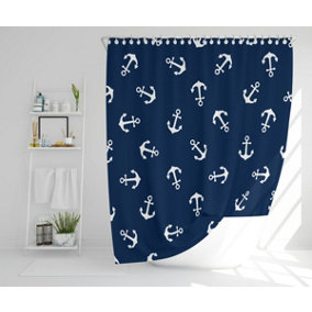 Anchors on Navy Background (Shower Curtain) / Default Title