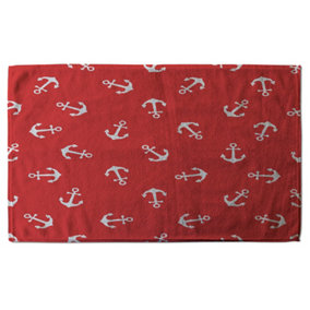 Anchors on Red Background (Bath Towel) / Default Title