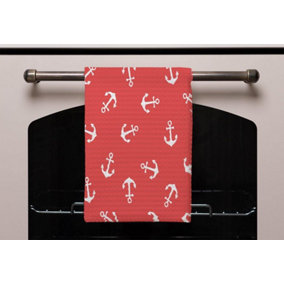 Anchors on Red Background (Kitchen Towel) / Default Title
