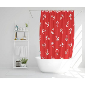 Anchors on Red Background (Shower Curtain) / Default Title