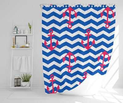 Anchors on Zig Zag Stripes (Shower Curtain) / Default Title Price Comparisons | Compare The Build