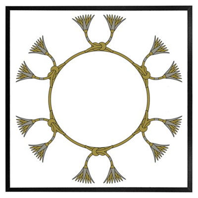 Ancient egyptian lotus motifs (Picutre Frame) / 30x30" / Black