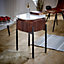 Ancient Mango Wood Bedside Table With Marble Top & Metal Legs