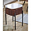 Ancient Mango Wood Bedside Table With Marble Top & Metal Legs