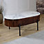 Ancient Mango Wood Rectangular Fluted Coffee Table With Marble Top & Metal Legs
