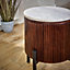 Ancient Mango Wood Side Table With Marble Top & Metal Legs