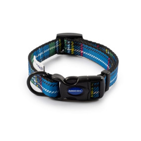 Ancol Adjustable Fashionable Nylon Tartan Blue Collar Small Animal Pet Training Accessory 20-30 cm