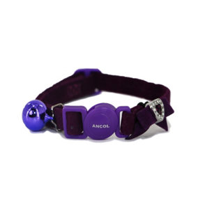 Ancol Comfortable Durable Safe Velvet Heart Purple Cat Collar Small Animal Pet Training Accessory