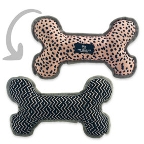 Ancol Dalmatian Zigzag Patterned Reversible Cuddly Plush Dog Puppy Pet Bone Toy