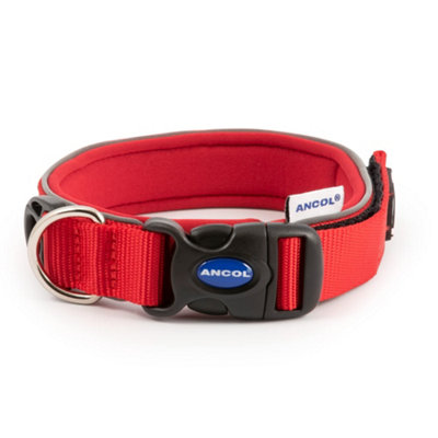 Ancol Extreme Ultra Padded Weatherproof Collar.Red. Collar Size 3 30-34cm