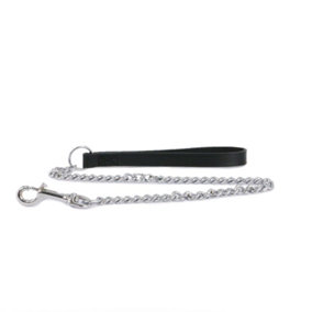 Ancol Handmade Trigger Hook Leather Black Heavy Chain Lead Pet Leash Training Accessory 80cm