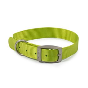 Ancol Handystraps Comfortable Durable Safe Nylon Lime Dog Collar Pet Training Accessory, 39-48 cm