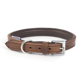 Ancol Heavy Duty Vintage Padded Leather Chestnut Collar Pet Training Accessory 35 - 43cm, Size 4