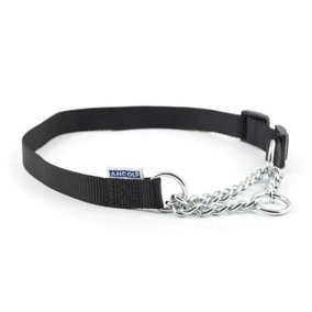 Ancol Heritage Nylon & Chain Check Collar Black 25 - 35cm Sz 1-2