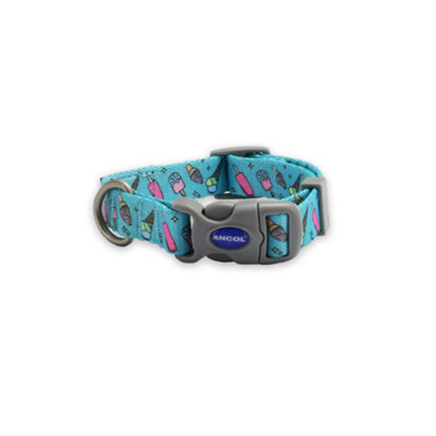 Ancol Ice Cream Patterned Round Dog Collar Secure Fit Soft Comfortable Stylish Pet Puppy Leash Small