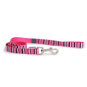 Ancol Made From Candy Stripe Hot Pink Dog Puppy Lead Pet Leash Training Accessory, 1m x 1.9cm