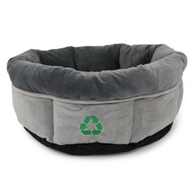 Ancol Made From Oval Indoors Padded Grey Dogs Donut Bed Puppy Kennel Pet Cushion Pad, 60cm