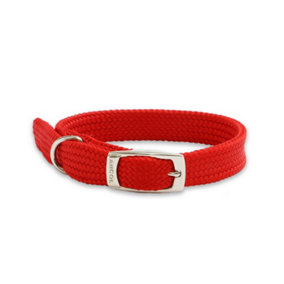 Ancol Made From Red Round Softweave Dog Collar Soft Touch Comfortable Buckle Pet Puppy Leash Size 2