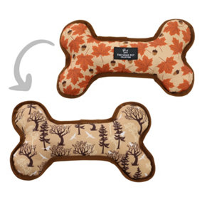 Ancol Maple Leaf Woodland Patterned Reversible Cuddly Plush Dog Puppy Pet Bone Toy