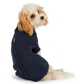 Ancol Muddy Paws Rolled Neck Comfortable Warm Blue Cable Knit Dog Jumper Pet Coat 50cm, Large